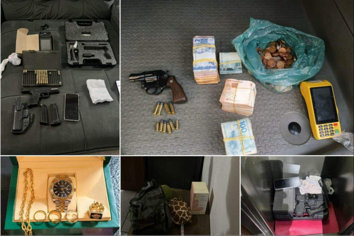 Dinheiro, armas e joias apreendidas na segunda fase da Operação Castelo de Areia